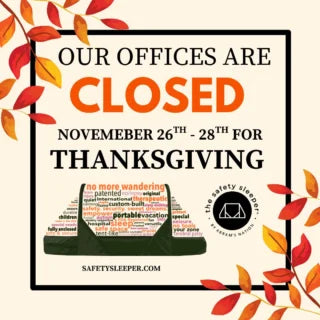 A fall themed graphic informing that the offices are closed for Thanksgiving.