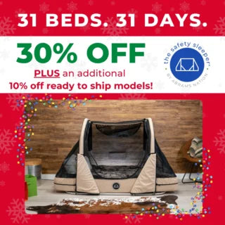 Image showing a christmas promption for 30% off of The Safety Sleeper.