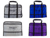 Weighted sensory pads in 3 different colors; grey, blue, and purple.
